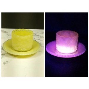 Degenhart Glass Ohio Salt Cellar Saucer Paperweight Trinket Vtg